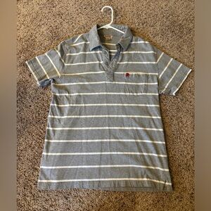 Gray and white stripe polo